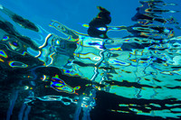 looking up at boat (stern) from 15 ft. down